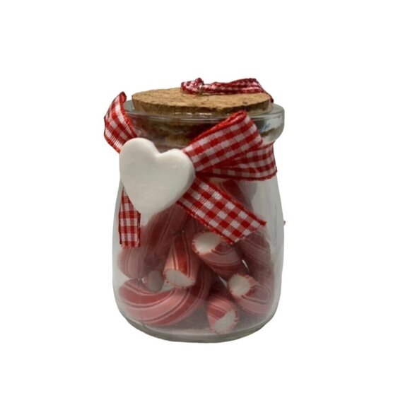 Realistic Candy Cane Jar Ornament Glass Jar 3" Christmas Peppermint Candyland - Picture 7 of 7